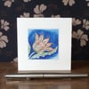 Watercolour flower printed card. 