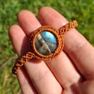 Labradorite Peace Sign Macrame Bracelet