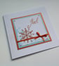 CHRISTMAS  CARDS ( pack of 4 ) 'Noel'. Snowflakes. Copper, blue.  - Image 6