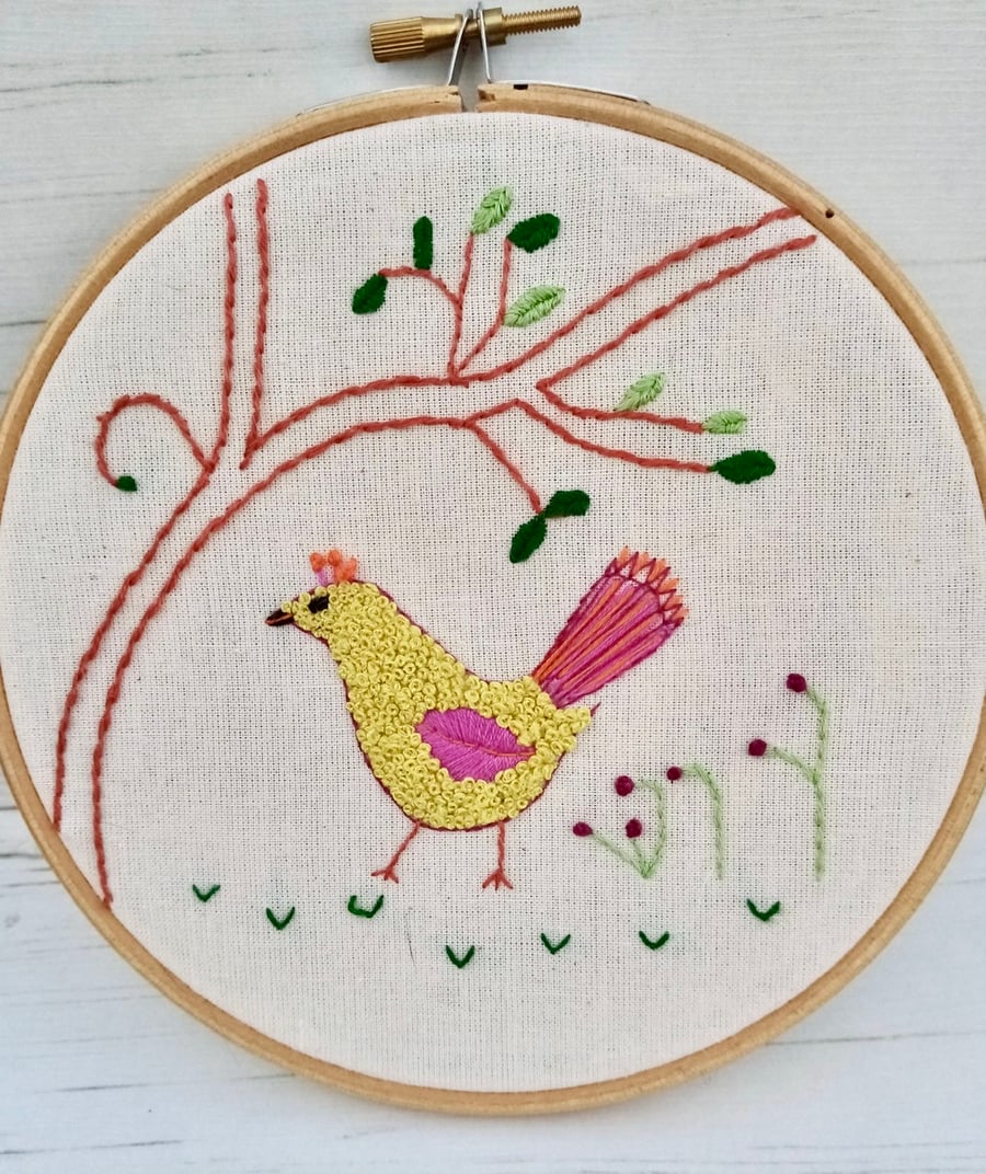 Quirky Bird Embroidery Hoop Seconds Sunday
