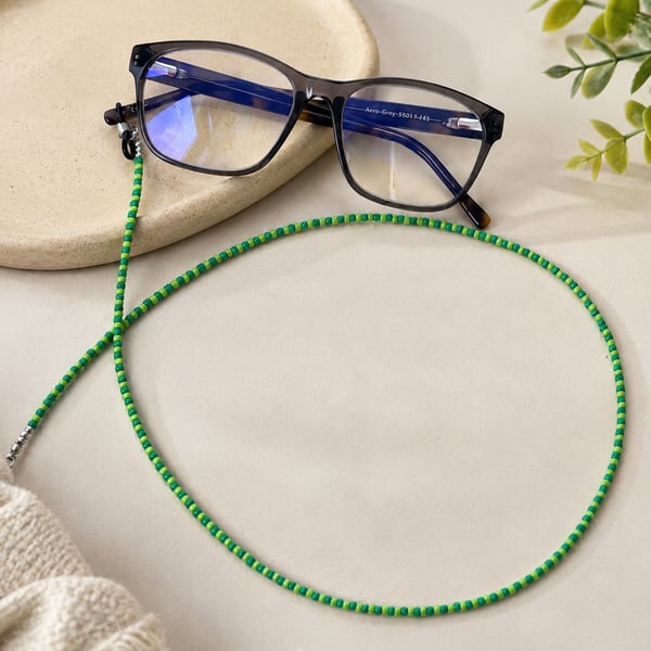 Handmade Seed Bead Glasses Chain,Green Colours