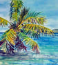 Original  Watercolour of Idyllic Tropical Beach - Image 7