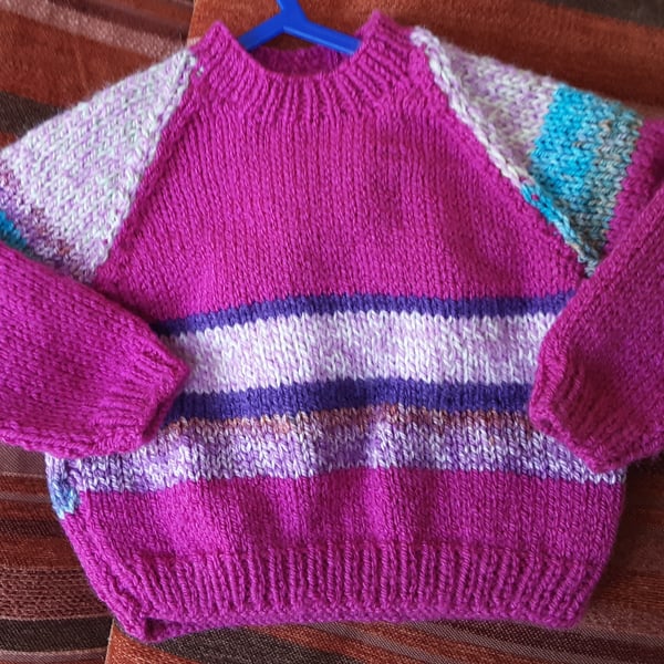 Bright Pink Striped Baby Jumper