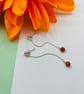 Sterling silver chain earrings with rare nanhong agate stones  - Image 4