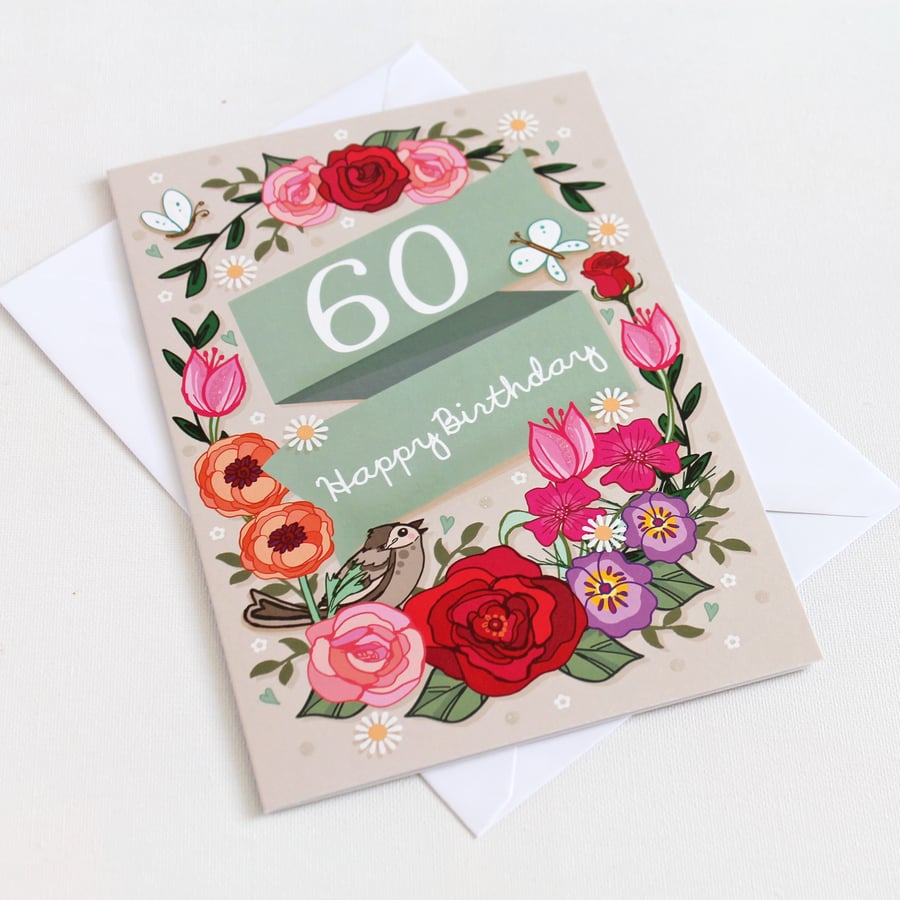 60th Birthday Card - Large, A5 (148x210mm) 