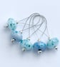 Lampwork Stitch Markers - Cool Blue Mix - Image 1
