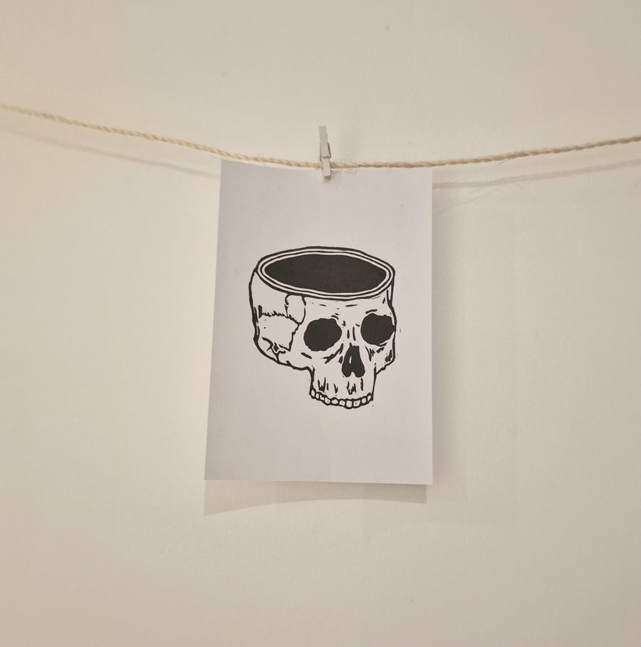 Mindless Skull Lino Print