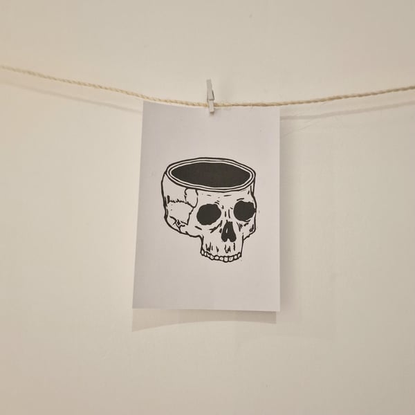 Mindless Skull Lino Print