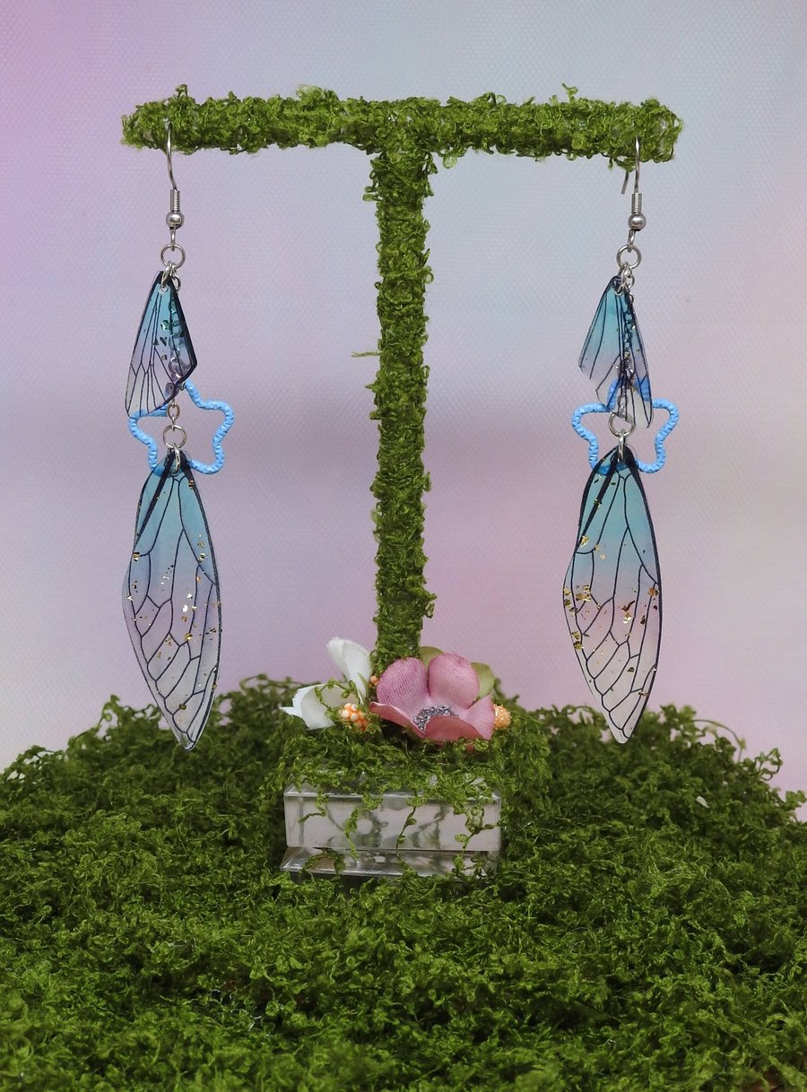 Image of Blue Morpho Fairy Wing Earrings