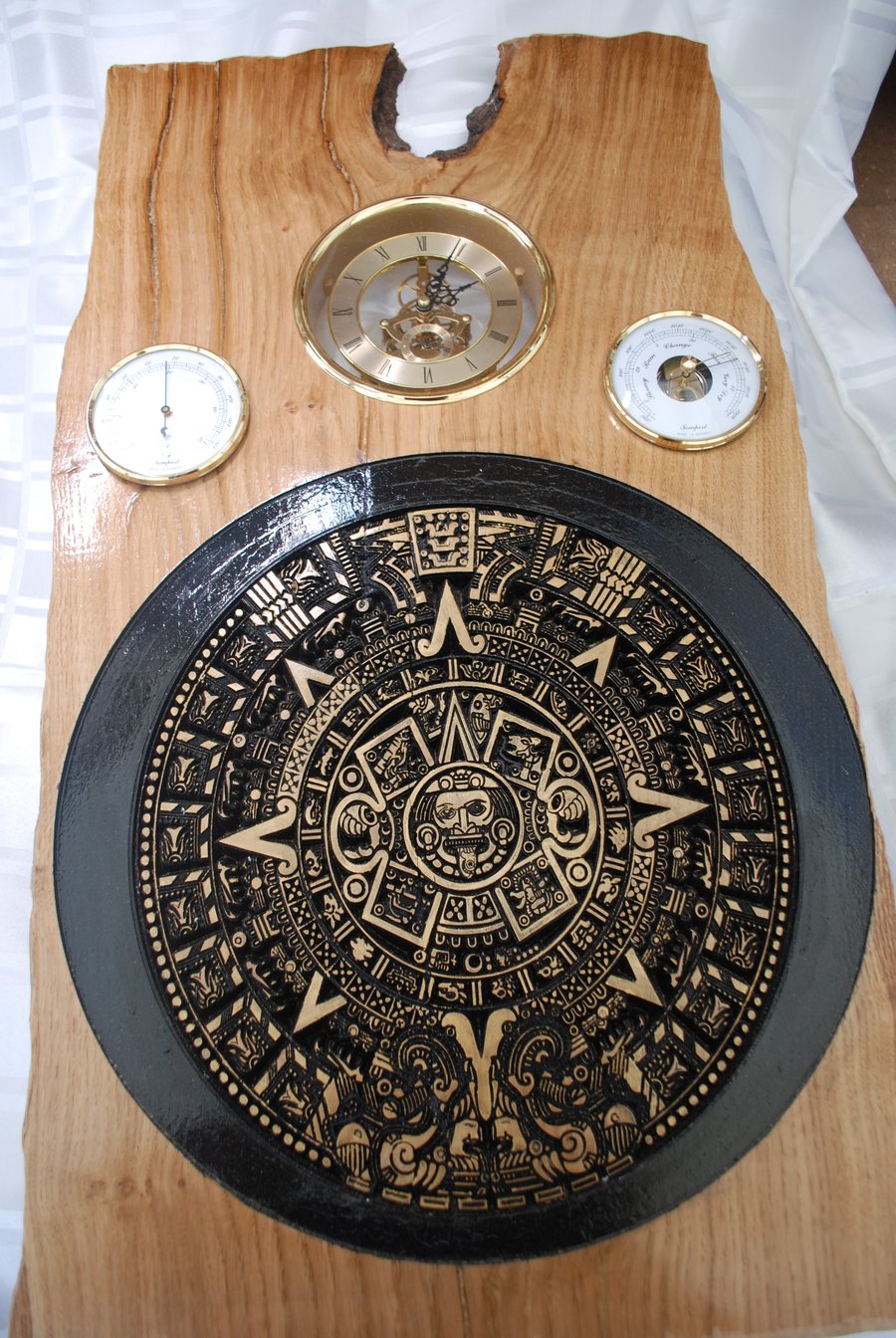 Solid Oak Panel, Skeleton Clock, Barometer, The... - Folksy
