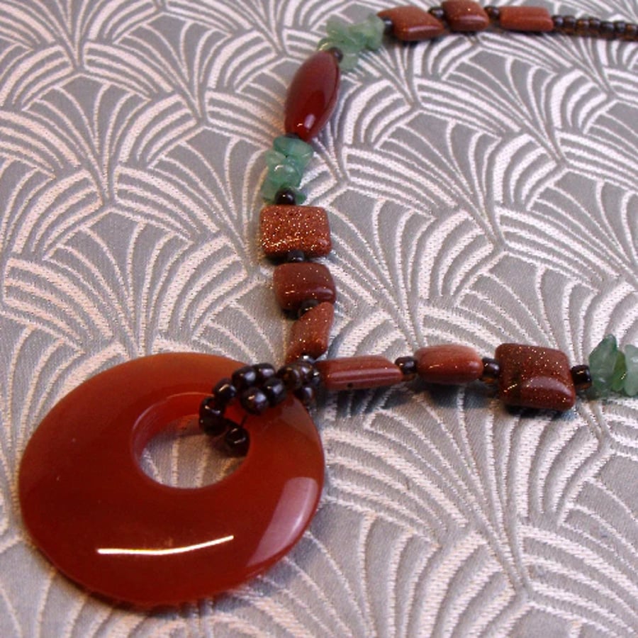 Carnelian Necklace, Handmade Semi-Precious Stone Necklace spsA7