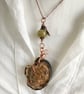 Carved Cherry Wood Pendant Inlaid with Copper - Image 3