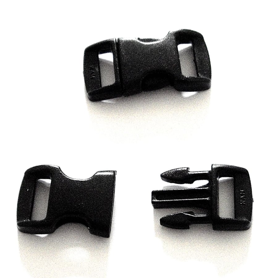 2 x Black Plastic Quick Release Clip Clasps
