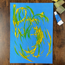 Yellow Spiral A4 Giclee Digital Art Print