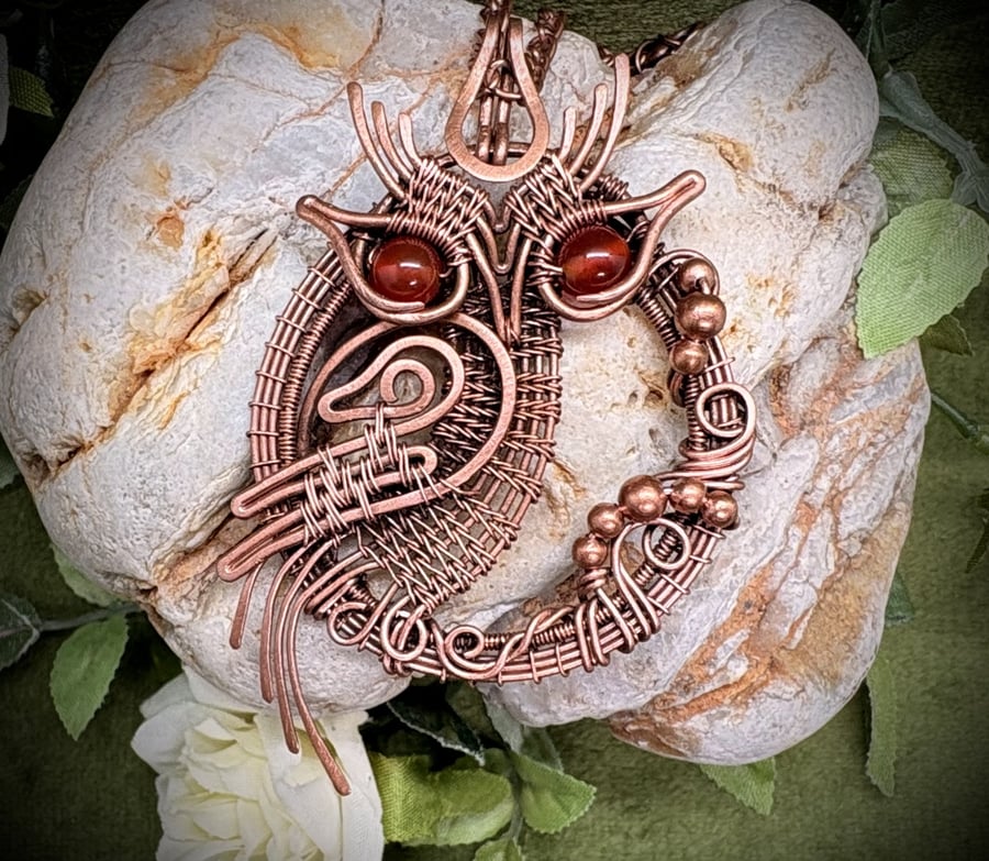 Antique Copper Owl pendant