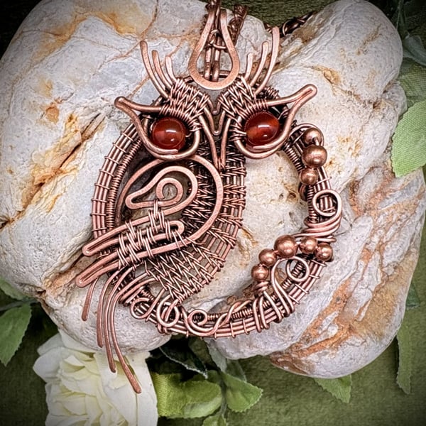 Antique Copper Owl pendant
