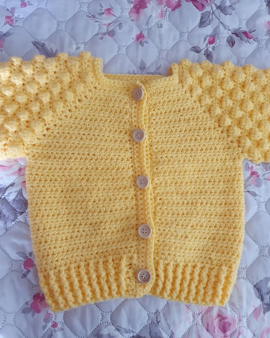 Crocheted 'Indy' Cardigan - Yellow - 3-4 years