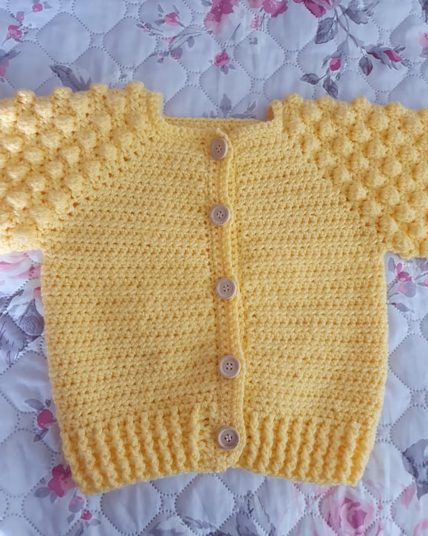 Crocheted 'Indy' Cardigan - Yellow - 3-4 years