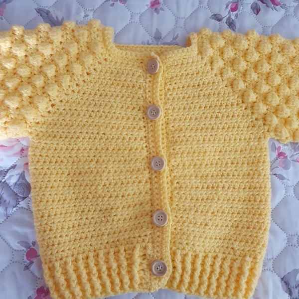 Crocheted 'Indy' Cardigan - Yellow - 3-4 years
