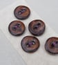 5 Small Round Dark Copper Ceramic Buttons - Image 2