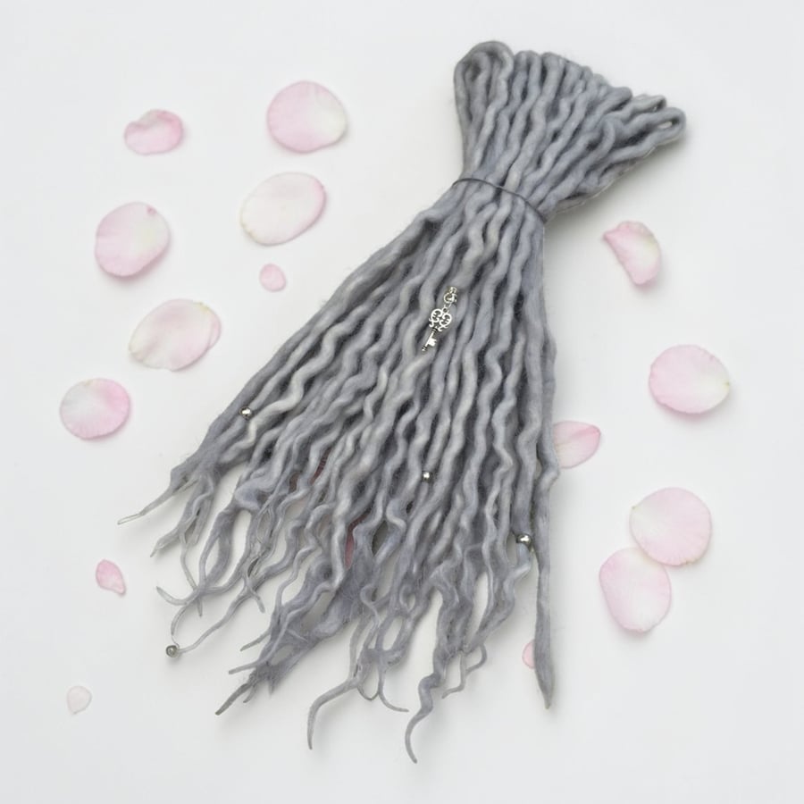 Silver Grey - Wool Dreadlocks - Choose Your Amount and Length - SE or DE