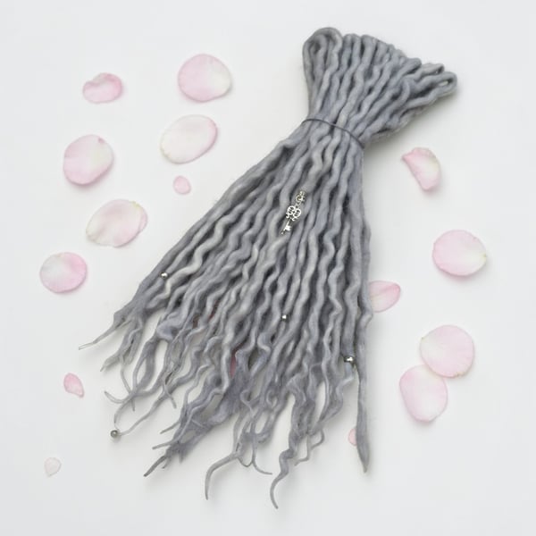 Silver Grey - Wool Dreadlocks - Choose Your Amount and Length - SE or DE
