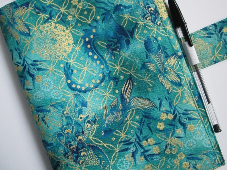 A5 Oriental Dragons, Peacocks and Fish Reusable Notebook Cover