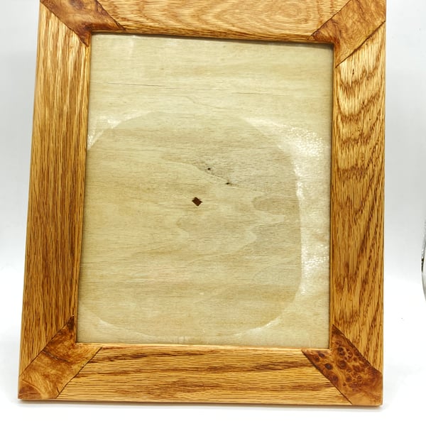 Solid oak picture frame with oak burl inlay