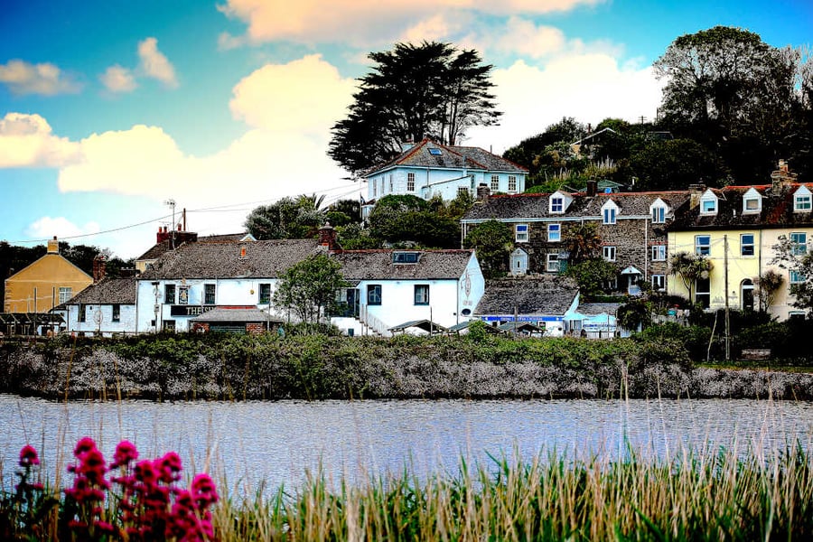 Print Pentewan Cornwall, Looking over the old harbour Picture