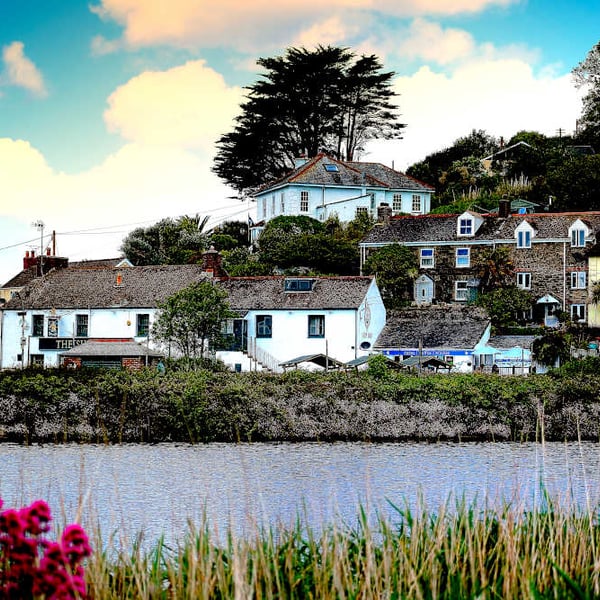 Print Pentewan Cornwall, Looking over the old harbour Picture