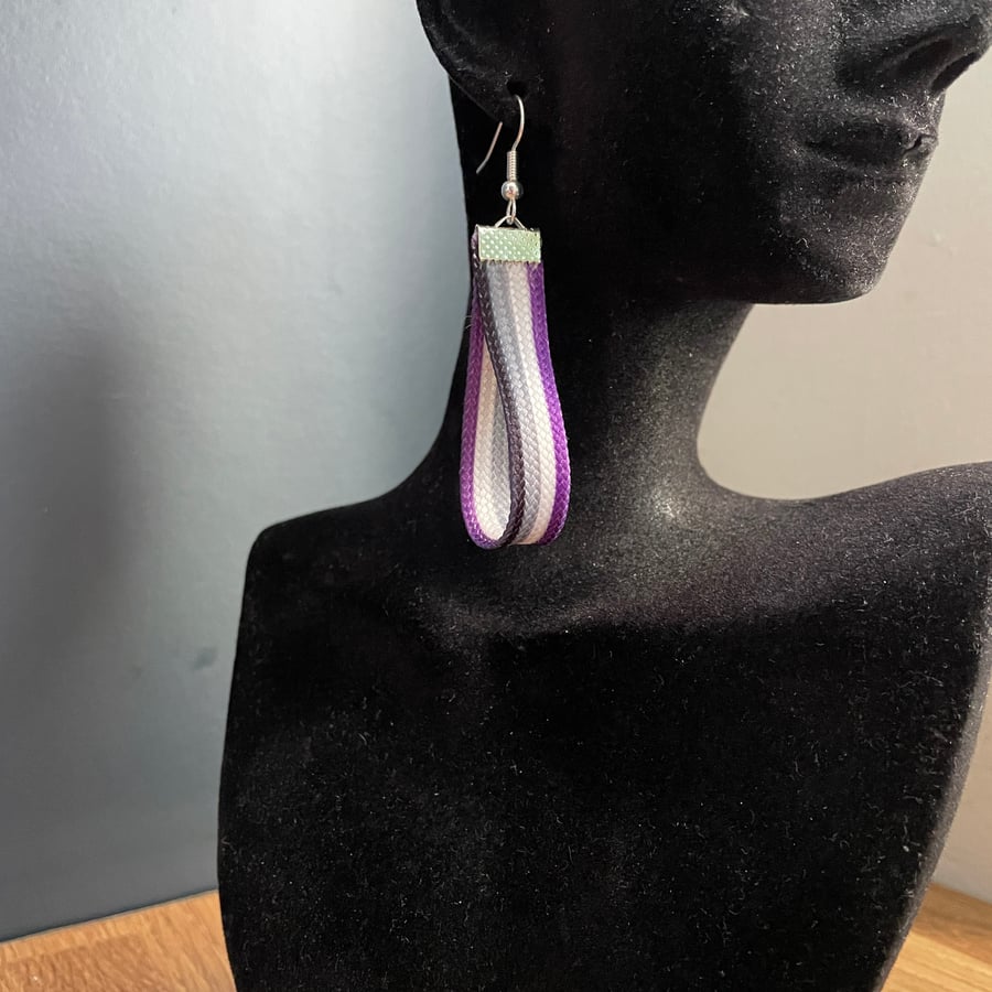 Asexual Pride Reclaimed Material Earrings