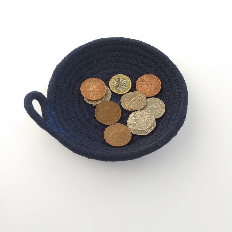 Navy Blue Coiled Rope Trinket Dish