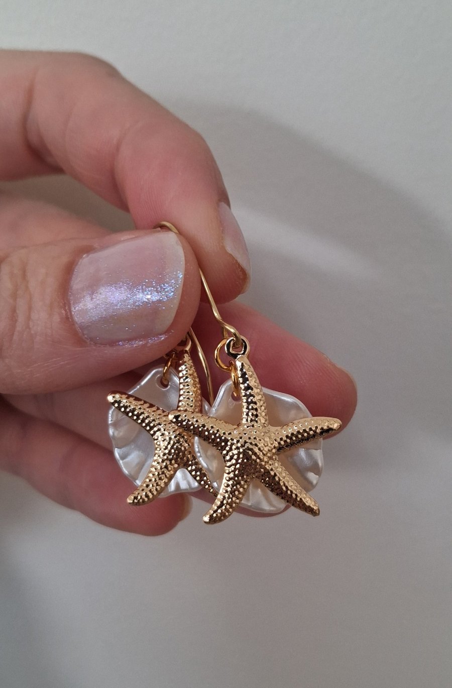 Seashell Beach Coastal Gold Plated Drop Earrings