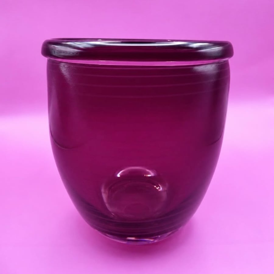 Handblown Purple Indoor Glass Plant Pot 