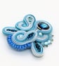 Blue Soutache Brooch Crystal Beaded Handmade Statement Pin Gift - Image 2