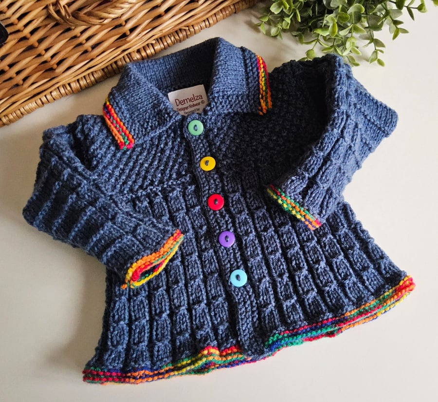 Designer Hand Knitted Baby Cardigan 0-6 months size 