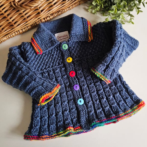 Designer Hand Knitted Baby Cardigan 0-6 months size 