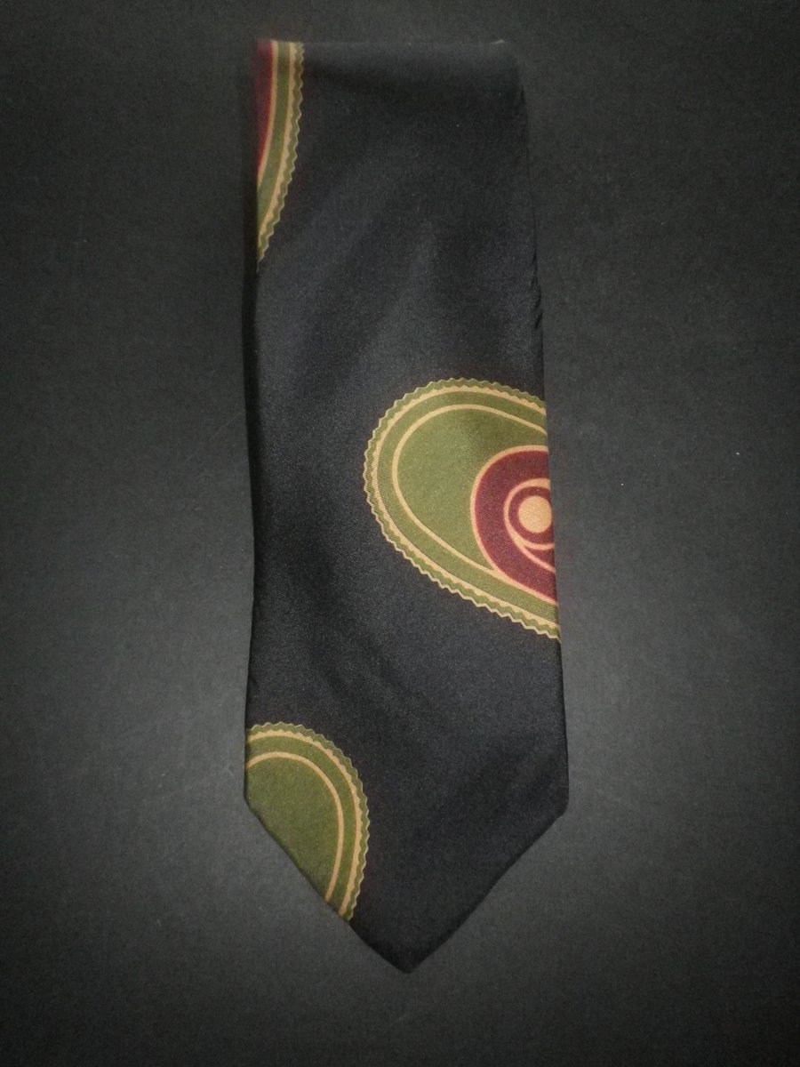 Large paisley on deep navy silk tie, 8.5cm blade, free shipping, gift wrapped