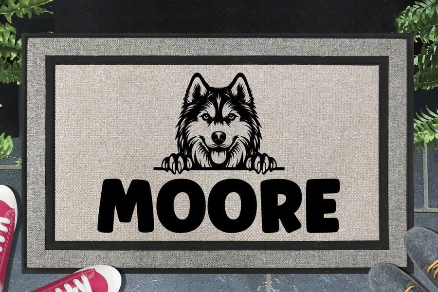 Husky Dog Door Mat No.2 - Personalised - All Weather - 45x70cm 