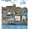 Scarborough No.1 A3 poster-print (blue & dark brown)