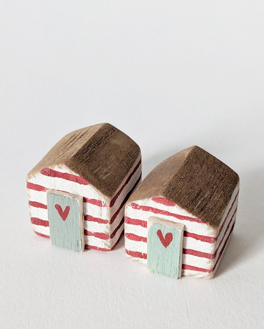 Teeny Hand Painted Wooden Beach Hut