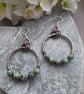  Copper Hoops African Turquoise Sterling Silver  Dangle Earrings - Image 2
