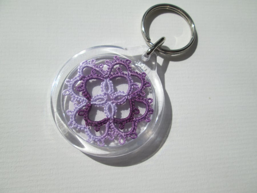 Multi purple Tatted key-ring 