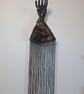 Tiger print faux fur fabric Japanese Knot bag with 48cm black tassel trim 