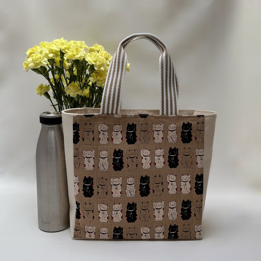 Lucky Cat Japanese Fabric Tote Bag