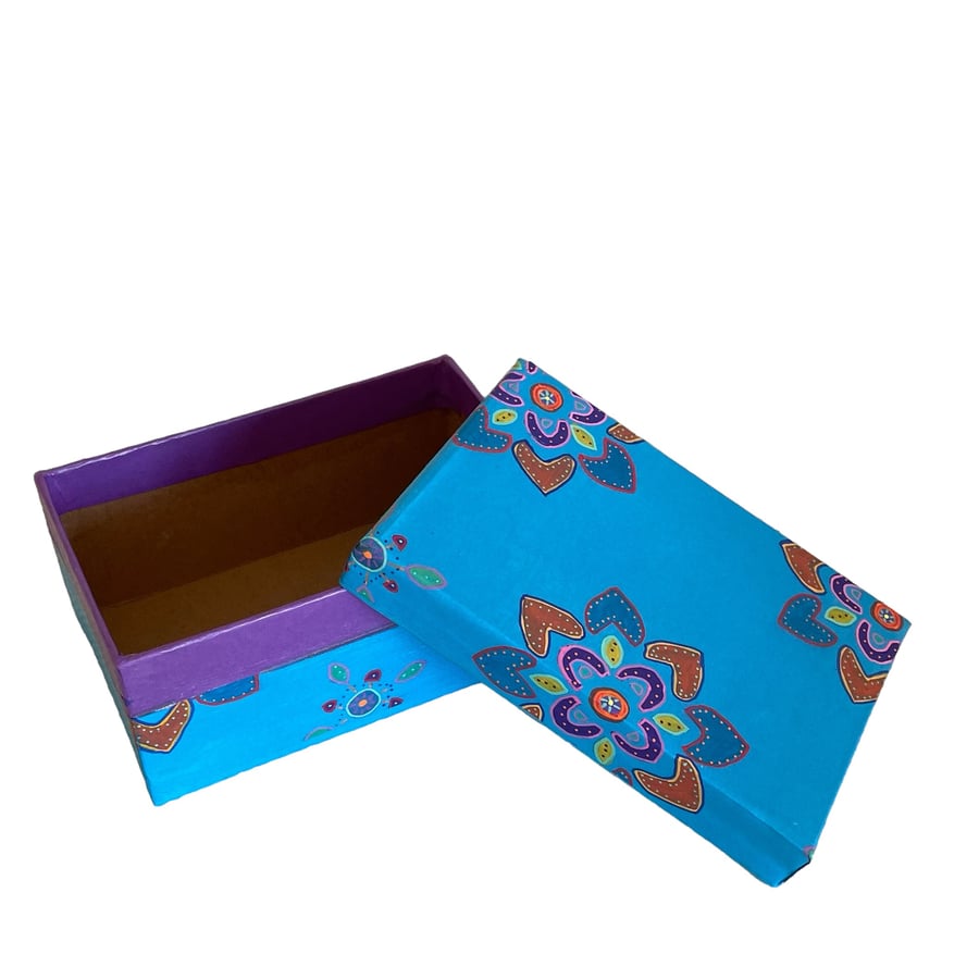 Hand painted lidded rectangular box 