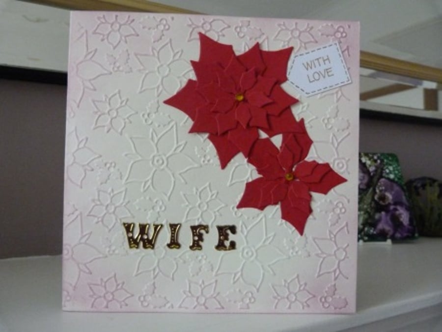 Red Poinsettia Christmas Card for your Wife