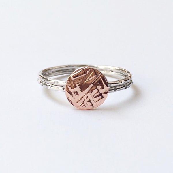 Sterling silver Copper meadow ring 