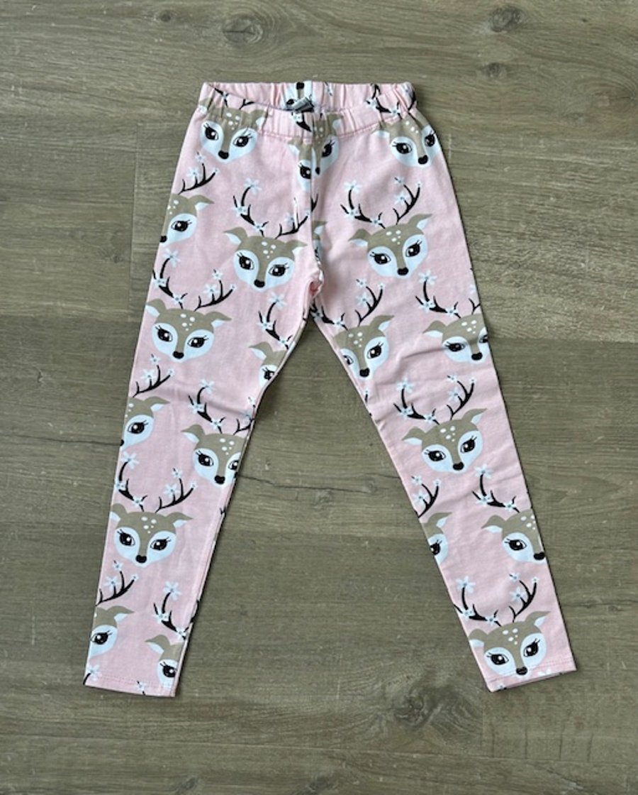 Pale Pink straight leg Reindeer Leggings 4 years only left