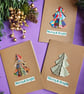 Set of Three Origami Christmas Tree Cards - Merry and Bright
